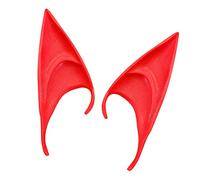 Cosplay Fairy Pixie Elf Ears Soft Pointed Tips Anime Party Dress Up Costume Masquerade Accessories for Halloween Christmas Party Props Vampire Fairy Ears Red (Long)