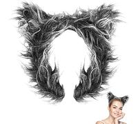 Cosplay Fluffy Faux Fur Animal Cat Fox Ears Halloween Costume Valentine’s Day Big Bad Wolf Fancy Dress Up Accessories Sexy Cute Werewolf Animal Hair Clips Party Props for Girls Women