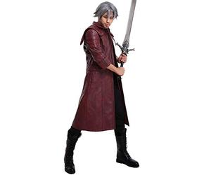 Cosplay.fm Men's Dante Cosplay Costume Pu Leather Jacket, Red, Medium