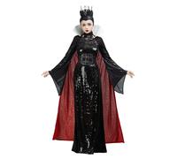Cosplay.fm Women Evil Queen Costume Princess Stepmother Cosplay Outfits Adult Halloween Queen Costume Gown Dress (Black, M)