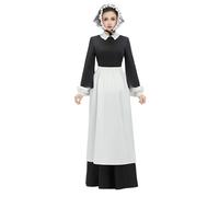 Cosplay.fm Women Florence Nightingale Costume Colonial Dress Pioneer Costume with Waist Apron Pilgrim Civil War Nurse Costume (Black, XL)