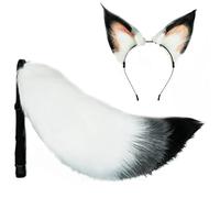 Cosplay Furry Animal Ears Hairpin Tail Set Dress-up Costume Long Headpiece For Halloween Party Decoration Ears Hair Clip And Tail Set