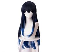 Cosplay Hair Wig For Anime Demon Hashibira Inosuke Wigs for Female Long Black Blue Straight Party Props Halloween For Demon Slayer Cosplay Wigs