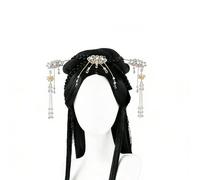 Cosplay Hanfu Black Wig, Headpiece Accessory, Women's Long Straight noxozoqm Chinese Traditional Retro Hair Chignon Fake Bun Pad High Ancient Princess(Wig with hair accessories)