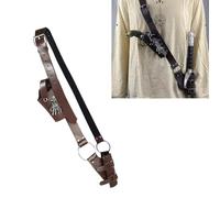 Cosplay Leather Belt with Sword Holster Dagger Frog Holder Set Adjustable Medieval Knight Pirate Warrior Skeleton Claw Shoulder Belt Costume Accessories for Halloween Fancy Dress Stage Performances