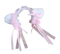 Cosplay Maid Pleated Laces Hair Hoop Women Cat Ear Shape Makeup Headband For Photoshoot Hair Accessories