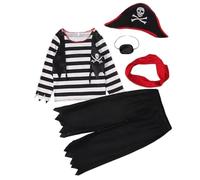 Cosplay Pirate Outfit - Kids Funny Dress, Role Play Set Accessories | Hat Eye Patch Hook Costume Birthday Party Halloween Fancy Event Play Adventure