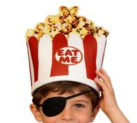 Cosplay Popcorn Cap - Novelty Food Hat, Costume Accessory With Pattern | Theme Carnival Parade Family Gathering Halloween Creative Fun Dress Up Somb