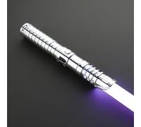 Cosplay Prop Replica Combat Lightsaber RGB Colour Change Baselit Custom No.000 Light Sword With 4-Fonts FX Sounds Smooth Swing USB-C Chargable (Silver)