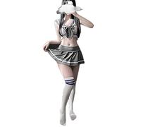 Cosplay schoolgirl suit Japanese lingerie female uniform temptation sexy perspective (grey)