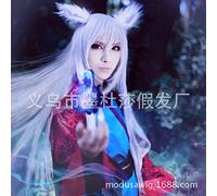 Cosplay Silver Fairy Animation Character Oblique Liu Hai Chang Straight Hair Silver White Head Cover Wholesale Cosplay Anime Wig Coser