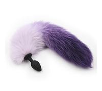 Cosplay Toy Long Fox Tail Metal/Silicone Plug Fox Tail Body Wand Massage (Purple/Silicone)