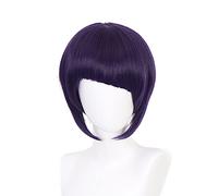 Cosplay Wig Anime Costume with Dark Purple Short Straight Wigs for Women Halloween Family Party