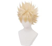 Cosplay Wig Anime Costume with Gold Short Wigs for Men Halloween Family Party