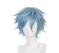 Cosplay Wig Anime Costume with Ice Bule Short Straight Wigs for Men Halloween Family Party