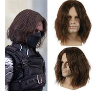 Cosplay Wig Cool Captain America Civil War Winter Soldier Bucky Barnes Cosplay Dark Wigs Party Halloween Hair Toupee with Hair Net