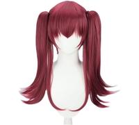 Cosplay Wig Dark Red Long Straight Anime Heat Resistant Synthetic Hair with Bangs for Halloween Headwear