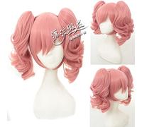 Cosplay Wig For Anime Inu X Boku Ss Roromiya Karuta Wig With Two Chip Ponytails Halloween Party Pink Short Curly Hair