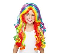 Cosplay Wig for Kids Girls Two Tone Long Curly Cute Wigs for Fairy Tales Cosplay Anime Halloween School Role Play (Rainbow, M)
