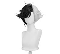 Cosplay Wig for Luna Snow Wigs Black and White Medium Long Synthetic Hair for Halloween Christmas Party