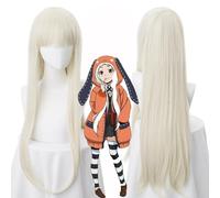 Cosplay Wig Kakegurui Compulsive Gambler Yomoduki Runa Beige Wig with Bangs, Long Straight Halloween Costume Hair