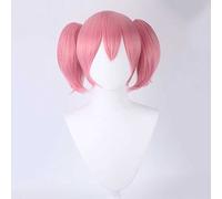 Cosplay Wig,Puella Magi Madoka Magica Madoka Kaname Cosplay Wig,Two Ponytails Short Pink Wig,with Free Wig Cap,Halloween Costume Cosplay,for Christmas Carnival party(Color:Style 1)