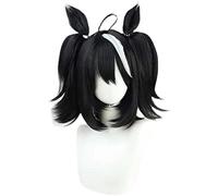 Cosplay Wig,Uma Musume Pretty Derby Kitasan Black Cosplay Wig,+Ear,Short Black Wig,with Free Wig Cap,Halloween Costume Cosplay,for Christmas Carnival party