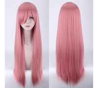 cosplay wig universal 80cm color long straight hair style men and women universal straight hair color:ZF80-010 smoke pink (rose net)