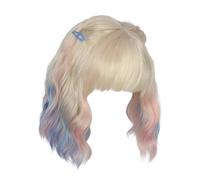 Cosplay Wig with Bangs - Colorful Short Curly Wigs with Bangs Prop,Party Role Play Accessories,for Cosplay Party Stage Performances Photography Gathering Halloween Women Girls