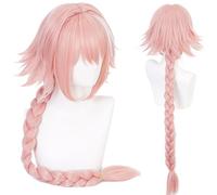 Cosplay Wig Women and Girl Long Pink Braid Anime Hair with High Temperature Synthetic Fiber Suitable for Anime Cosplay Con, Halloween, Theme Party