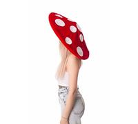 Cosplaya High-end Mushroom Hat for Adult Women Halloween Costume Cottagecore Accessories Bucket Red White Spores, Red and White, One Size