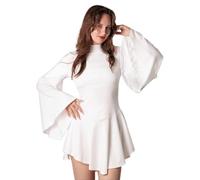 Cosplaya White Long Sleeve Mini Dress for Womens Adult Teens Women Outfit Robe Cosplay Halloween Costumes, M