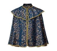CosplayDiy Medieval Cape Men Vintage Print Shawl Cape Tudor Cloak Costume Victorian Prince Cape for Adult