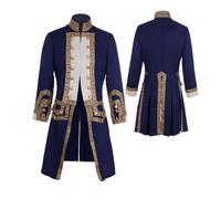 CosplayDiy Men's 18th Century Colonial Military Uniform Tailcoat Costume Medieval Victorian Men's Regency Outfit