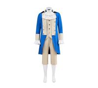 CosplayDiy Musical Hamilton Cosplay Alexander Colonial Military Costume Men's George Washington Costume Blue XXL