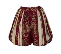 CosplayDiy Tudor Pants, Men's Renaissance, Medieval, Royal Brocade, Red, XL