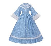 CosplayDiy Women Civil War Pioneer Dress Victorian Colonial Ball Gown Civil War Dress Costume Light Blue XXL