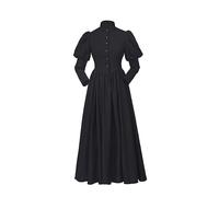 CosplayDiy Women Gothic Victorian Dress Renaissance Ball Gown Costume Black Victorian Mourning Dress, Black, XS