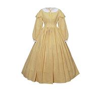 CosplayDiy Women's Civil War Long Dress Victorian Dickens Costume 1860s Civil War Ball Gown Southern Belle Costume Yellow, XS