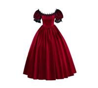 CosplayDiy Women's Rococo Ball Gown Lace Sleeve Historical Victorian Dress Costume Civil War Southern Belle Gown, Red, XX-Large