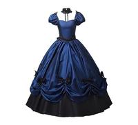 CosplayDiy Women's Southern Belle Long Dress Civil War Southern Belle Ball Gown Gothic Victorian Rococo Dress Costume Blue L