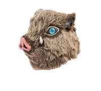 CosplayRim GINLANIME Inosuke Mask Demon Mask Boar Full Head Mask with Fur, Grey, One Size