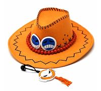 CosplayStudio Puma D. Ace Hat with Pearl Cord, Smilies - One Size