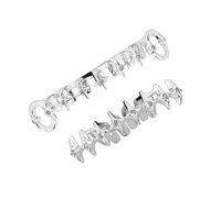 [Cosqeae] Curved Hollow Star Copper Teeth Grillz Lightweight 10g Perfect for Daily Wear and Social Events Fashionable Curved Teeth Accessories