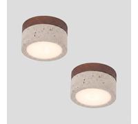 COSRUB Cylinder Stone LED Ceiling Lights Set of 2, Mini Yellow Travertine Ceiling Lamp Minimalist Close to Ceiling Light Fixtures for Hallway Entryway Balconies(Walnut,4000K)