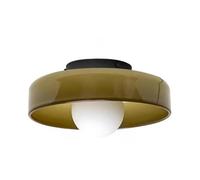 COSRUB Green Glass Semi Flush Mount Ceiling Light, Nordic Round Ceiling Lamp Minimalist Ring Ceiling Lighting for Hallway Porch Stairwell Bedroom(35cm/13.78in)