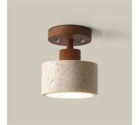 COSRUB Japanese Style Cylindrical Ceiling Lights, Wabi-Sabi Stone Ceiling Lamp Semi-Flush Ceiling Light for Bedroom Kitchen Living Room(Walnut)