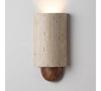 COSRUB Mini Travertine Wall Lamp, Semi Cylinder Wall Sconce for Stairs