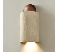 COSRUB Mini Travertine Wall Lamp, Semi Cylinder Wall Sconce for Stairs