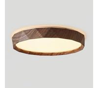 COSRUB Modern Dimmable LED Ceiling Lights, Round Wood Grain Flush Mount Ceiling Light Minimalist Faceted Geometric Ceiling Lamps for Bedroom Office Study(Walnut(Stepless),40cm/15.74in)